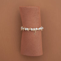 Beaded Pearl Wire Ring with 14k Gold-Fill Chain