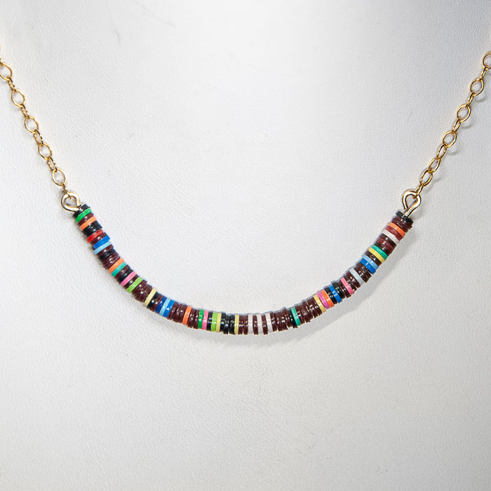Multicolored Necklace - Gold-Filled - Cocoa Stripes
