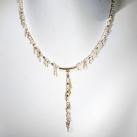 Seed Pearl Fringe Y Necklace -  Gold-Filled