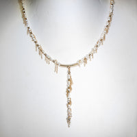 Seed Pearl Fringe Y Necklace -  Gold-Filled