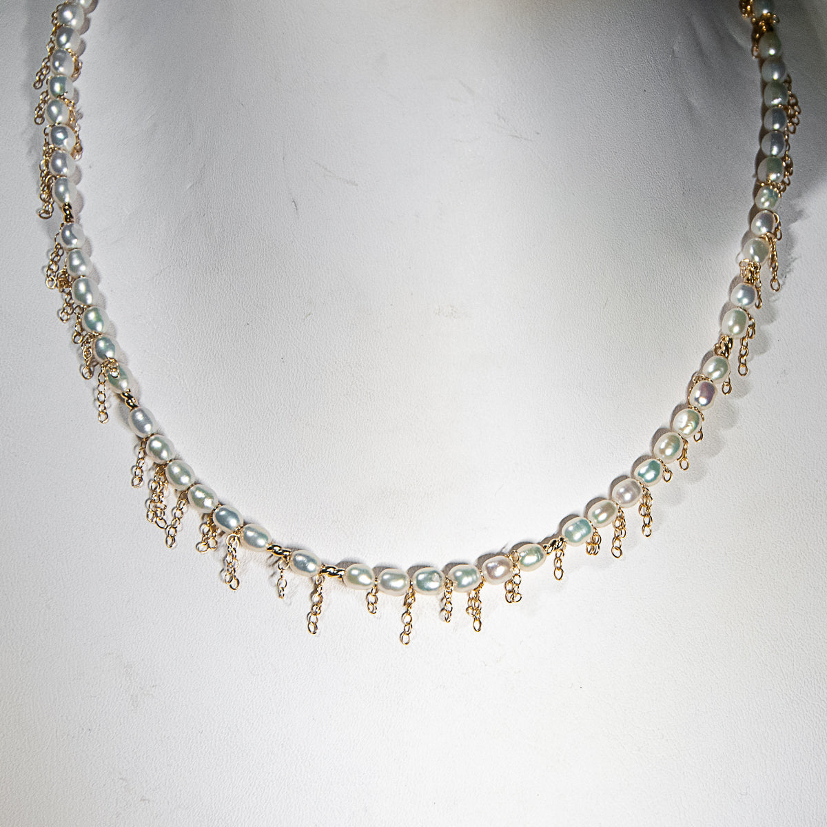 Small Pearl Fringe Choker -  Gold-Filled