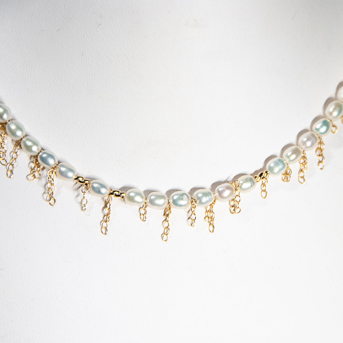 Small Pearl Fringe Choker -  Gold-Filled