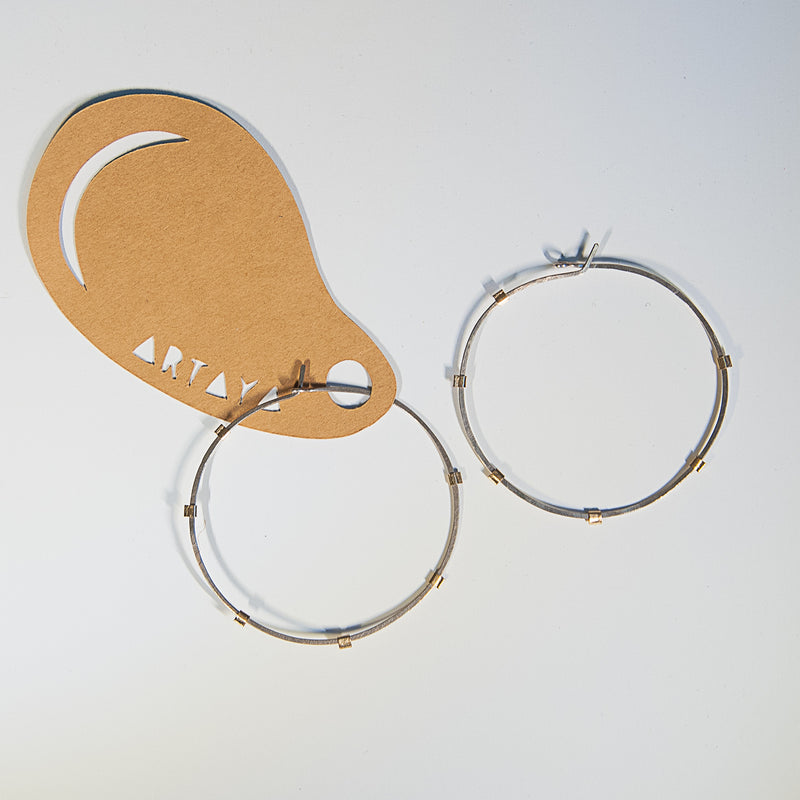 L Sunburst Hoops - Sterling Silver with Gold-Filled Beams