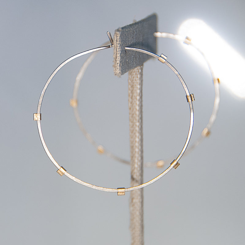 L Sunburst Hoops - Sterling Silver with Gold-Filled Beams