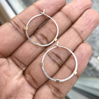 Sunburst Hoops - Sterling Silver Gold Beams