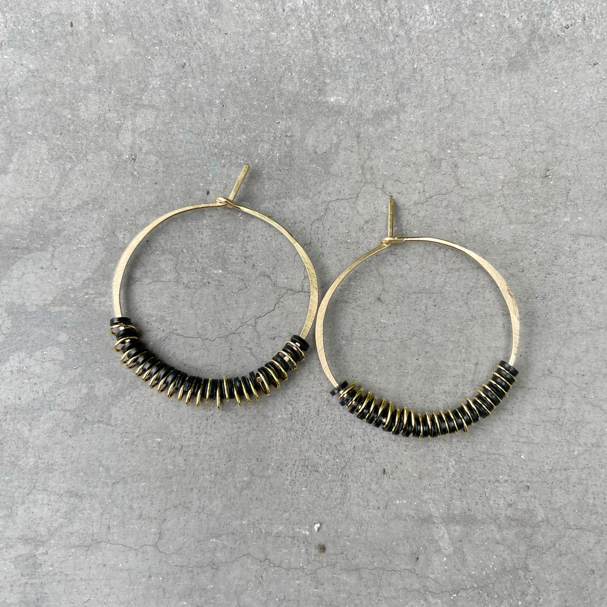 Black Aura Hoops 14K Gold-Fill