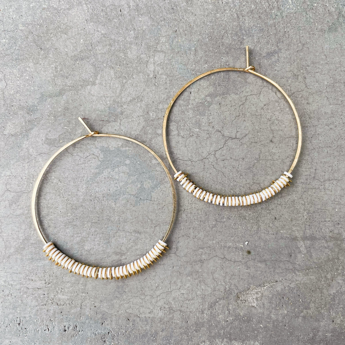 White Aura Hoops - 14k Gold-Fill