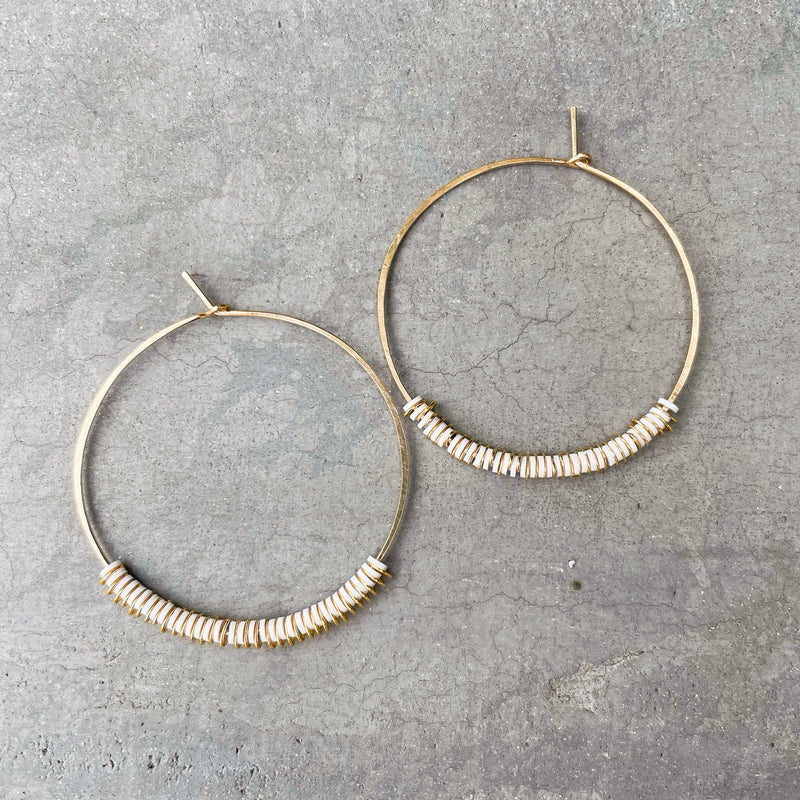 White Aura Hoops - 14k Gold-Fill