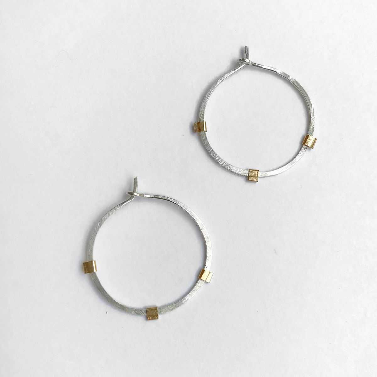 Sunburst Hoops - Sterling Silver Gold Beams