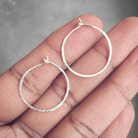 Hammered Sterling Silver Hoop Earrings