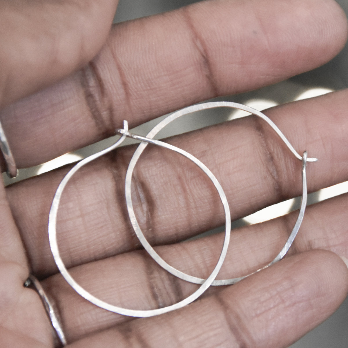 Silver Hoop Hammered Beaded Earrings – ARTAYA